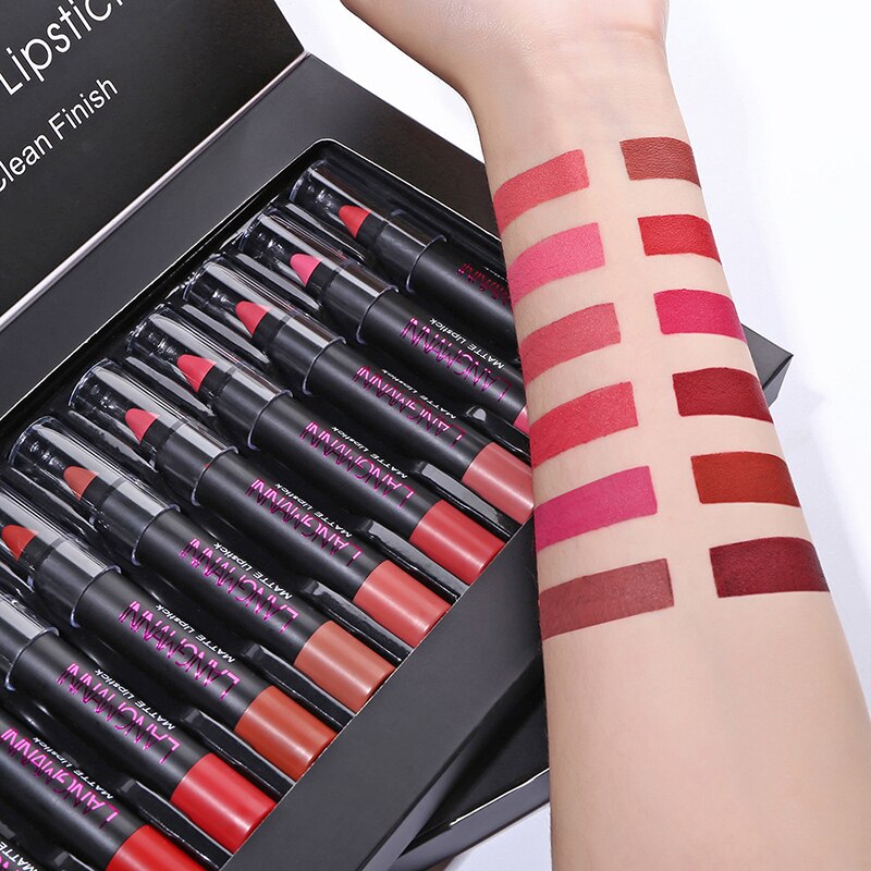 12Pcs Waterproof Matte Lipstick Set