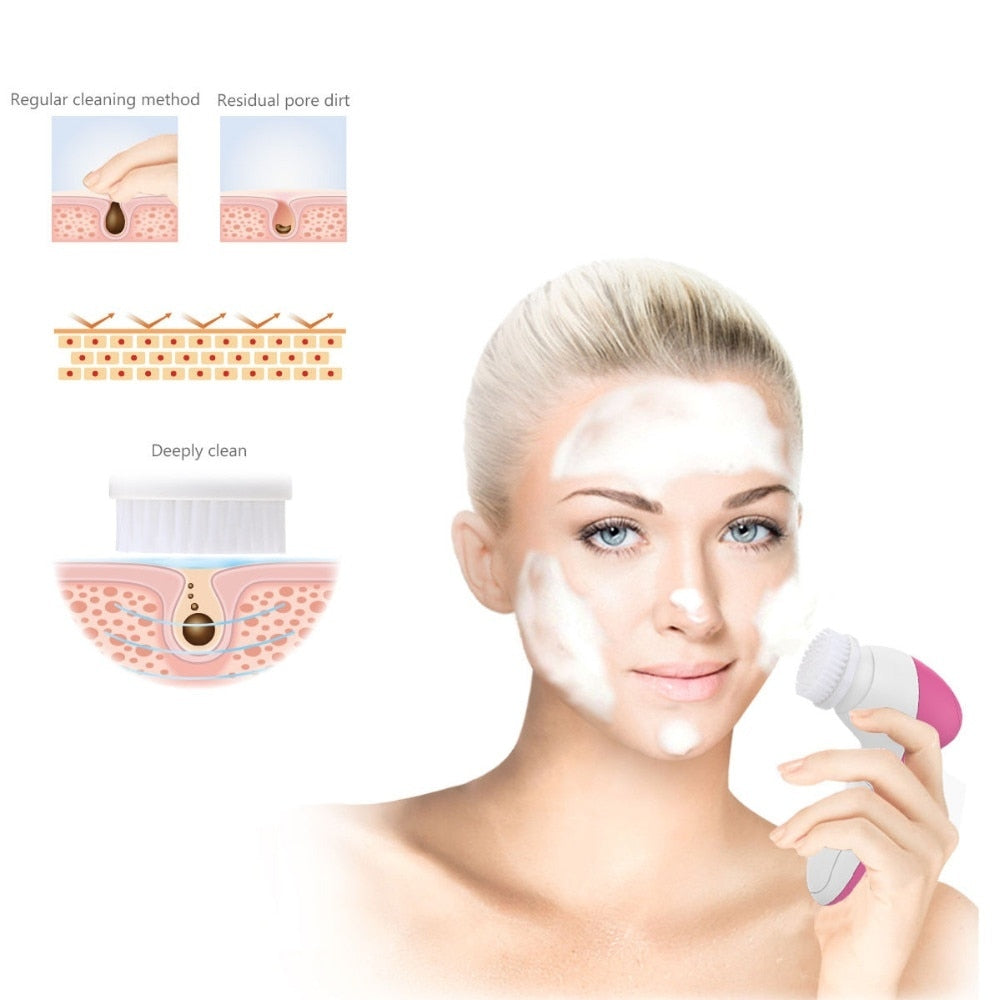 5 in 1 Electric Face Cleansing Brush Facial Exfoliator