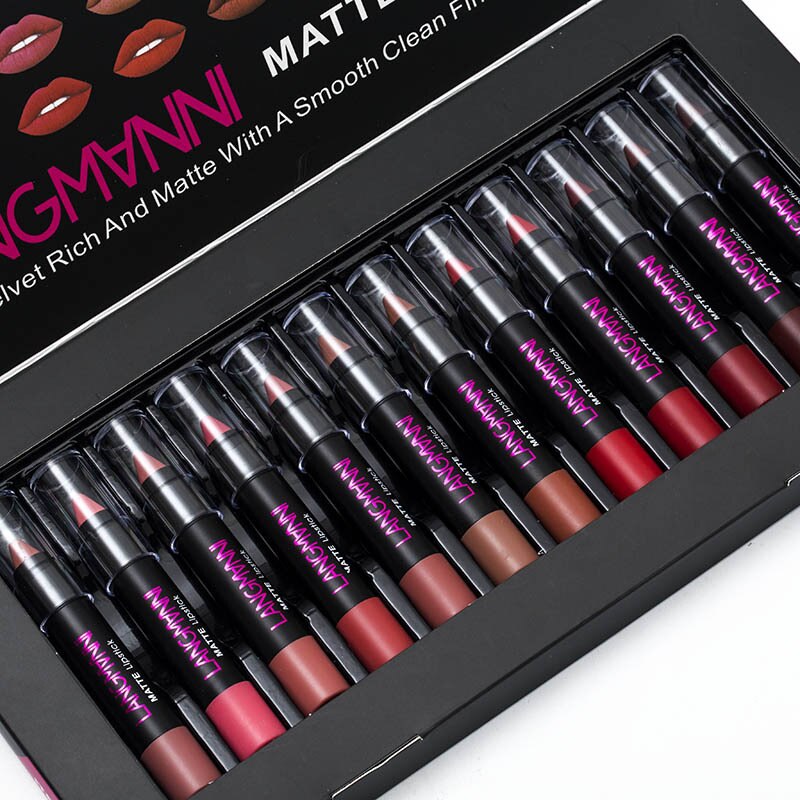 12Pcs Waterproof Matte Lipstick Set