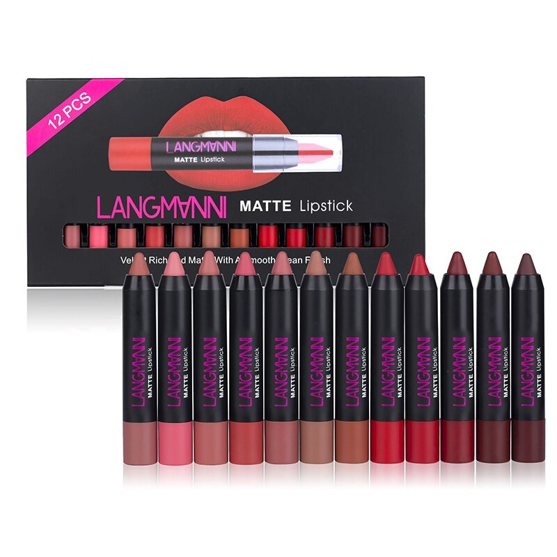 12Pcs Waterproof Matte Lipstick Set